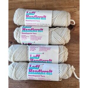 Lady Handicraft Needlepoint Yarn 100% Virgin Wool Winter White Lot of 4 New